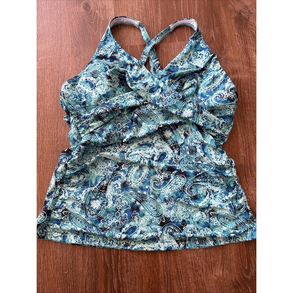 Tempt Me womans Tankini Top ONLY! Teal  Ruched sides Size XL NEW swim wear